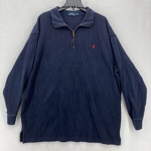 Polo‎ Ralph Lauren Navy Pullover Sweater 2XB Big Long Sleeve Quarter Zip Preppy